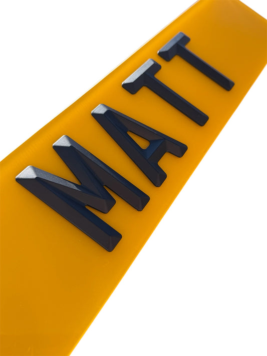 Matte 4D raised lettering number plate