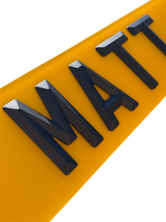 UK matte 4D number plate with raised characters